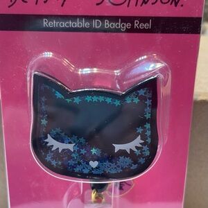 Betsey Johnson Black Cat Retractable ID Badge Reel